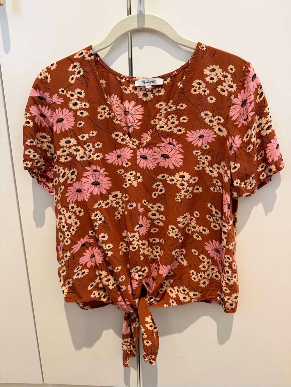Madewell Floral Tie-Front V-Neck Top